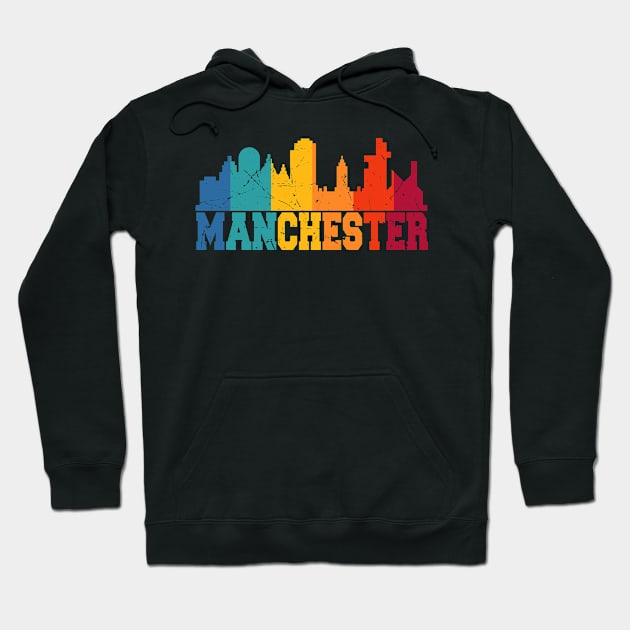 Manchester Retro Skyline UK Hoodie by Foxxy Merch